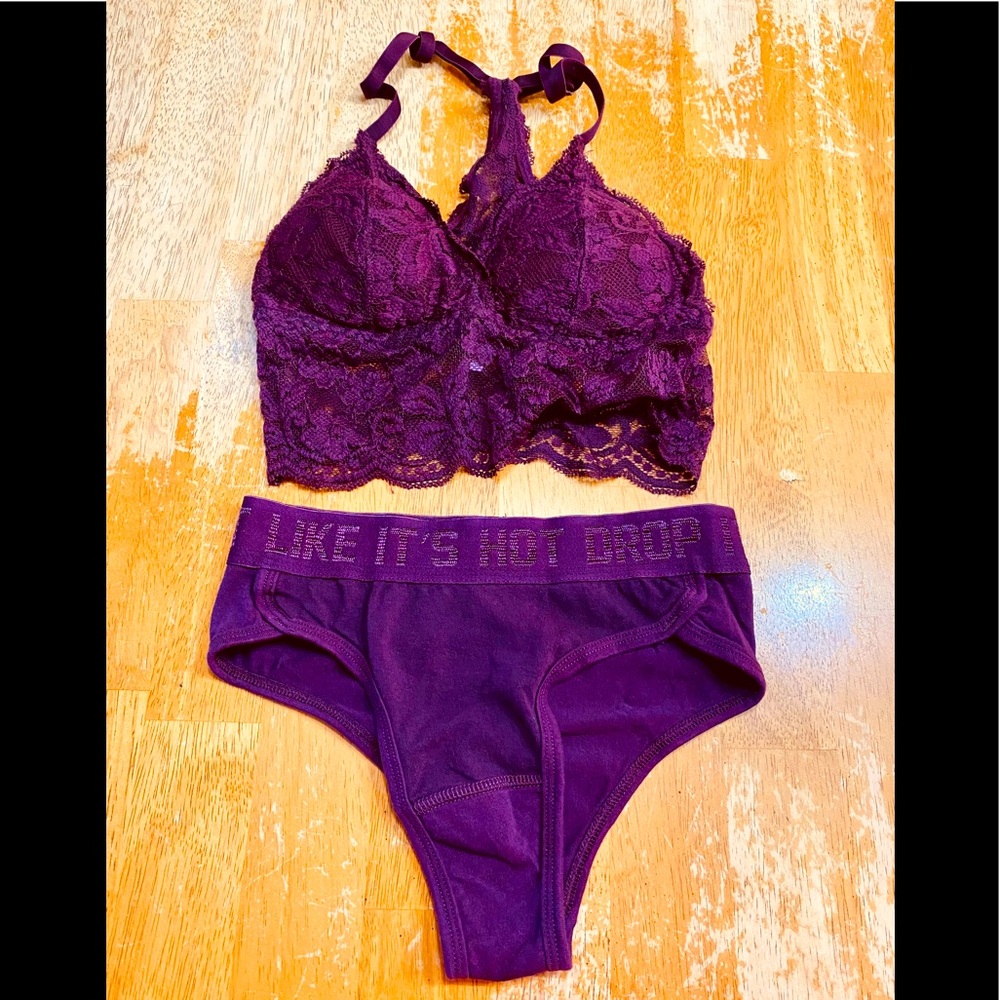 true by Rue21 Maroon Bralette and Panty Set Size XS
